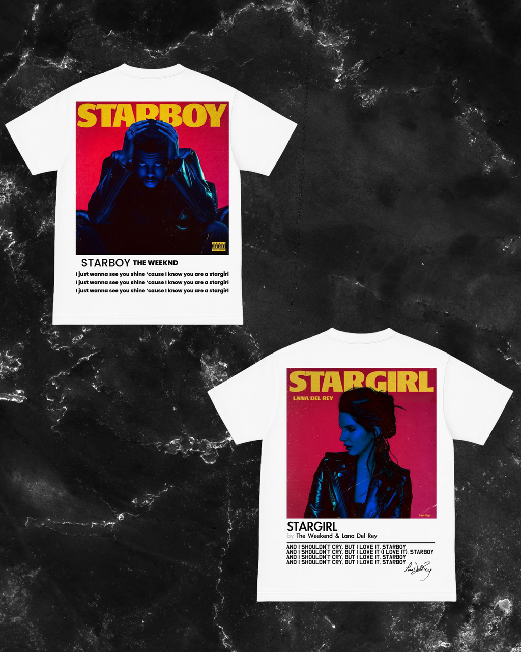 Starboy and stargirl t-shirts white version